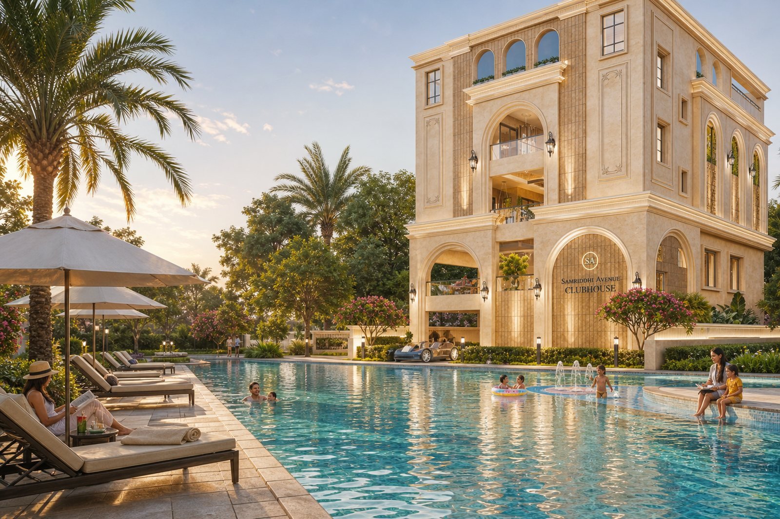 Resort-style swimming pool